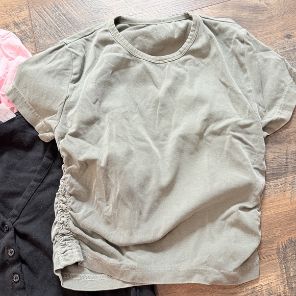 XS casual cropped tops bundle solid color loungewear minimalist in Pink - Picture 5 of 6